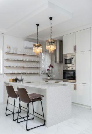 Interior of a Modern Kitchen with Counter